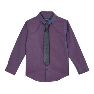 bluezoo Boys' purple long sleeved shirt with a tie